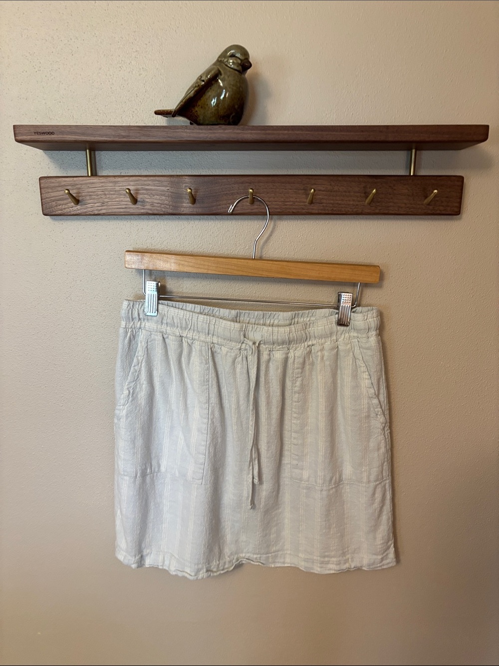 Martha Stewart Light Cream Linen-Blend Skort